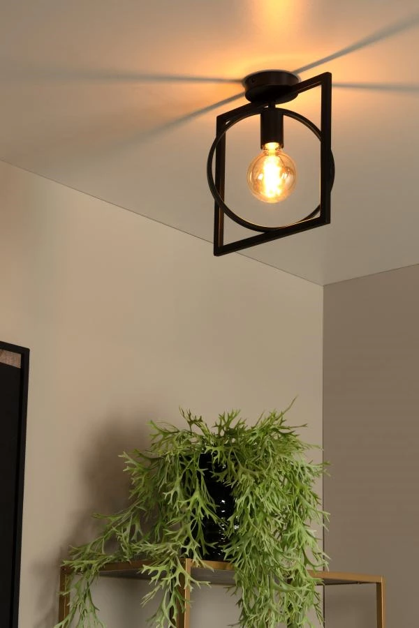 Lucide SUUS - Flush ceiling light - 1xE27 - Black - ambiance 1
